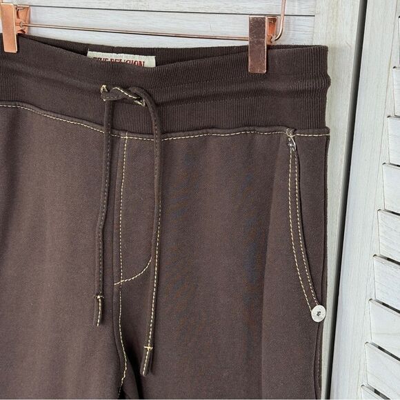 True Religion Big T Straight Leg Sweatpants Brown Medium - Picture 5 of 14